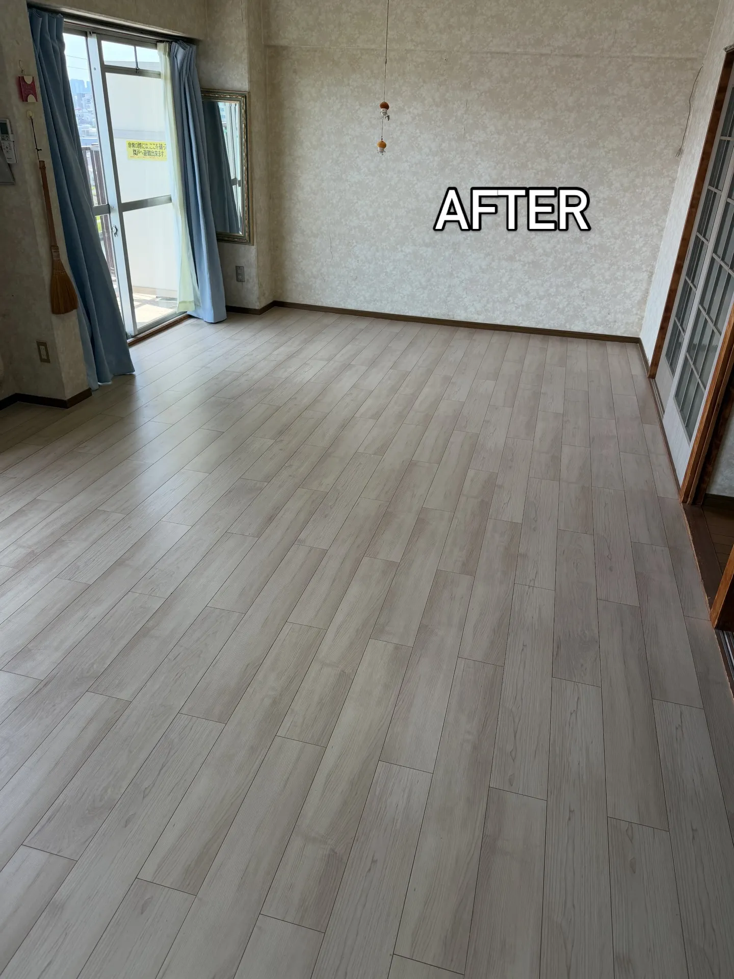洗面化粧台取替　フローリング貼り替え